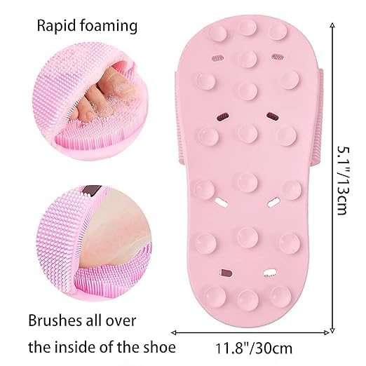 Silicone Shower Slipper Shower Foot Scrubber Feet Cleaner Washer Shower Foot Cleaning Brush Slipper for Spa Massager Dead Skin Remover Cleaning with Suction Cups silicone foot washing slippers*(random colour)