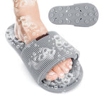 Silicone Shower Slipper Shower Foot Scrubber Feet Cleaner Washer Shower Foot Cleaning Brush Slipper for Spa Massager Dead Skin Remover Cleaning with Suction Cups silicone foot washing slippers*(random colour)