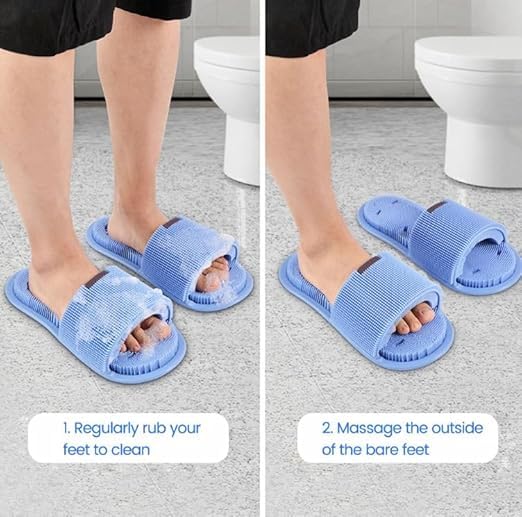 Silicone Shower Slipper Shower Foot Scrubber Feet Cleaner Washer Shower Foot Cleaning Brush Slipper for Spa Massager Dead Skin Remover Cleaning with Suction Cups silicone foot washing slippers*(random colour)