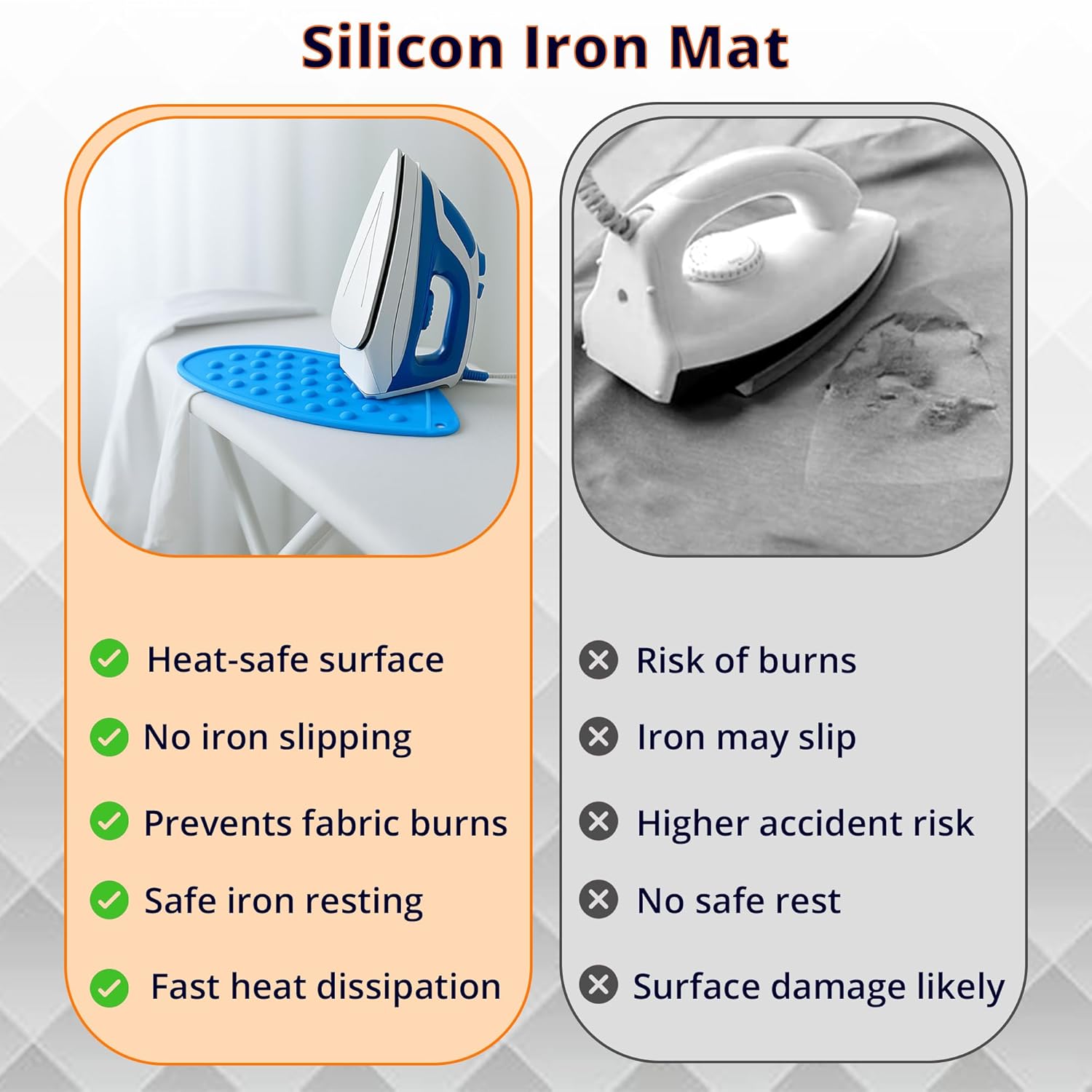 1 Piece Silicone Heat-Resistant Mat for Steam & Dry Irons | Anti-Slip Ironing Pad for Table, Counter, Bed | Foldable, Waterproof Surface Protector for Travel & Home Use (random colour)