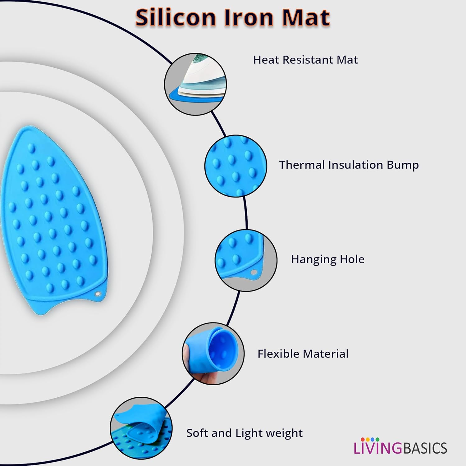 1 Piece Silicone Heat-Resistant Mat for Steam & Dry Irons | Anti-Slip Ironing Pad for Table, Counter, Bed | Foldable, Waterproof Surface Protector for Travel & Home Use (random colour)