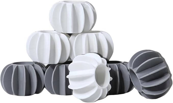 ZYOZ Silicone Lint Remover Cleaning Balls Reusable Washing Machine Ball for Anti-Winding Clothes, Deep Cleaning, Wrinkle Removal Washing Machine Ball 10Pcs (Large Size:4.7 * 3 cm, Gray+White) Secondary image