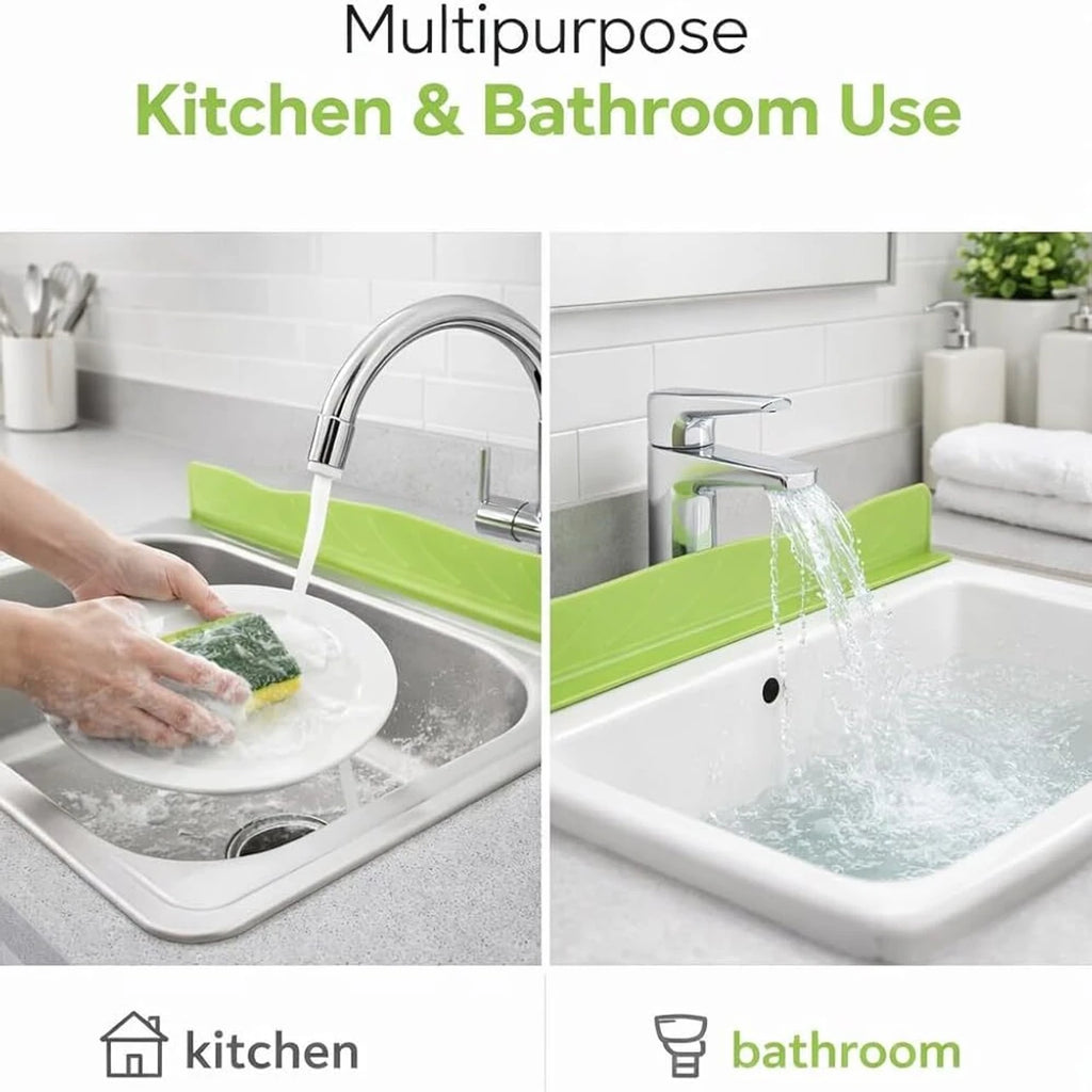 2PCS X 48CM Silicone Sink Splash Guard in Kitchen Sink Water Splash Guard with Strong Suction Cups Waterproof Countertop & Stove Protector Flexible Anti Splash Baffle for Kitchen & Bathroom
