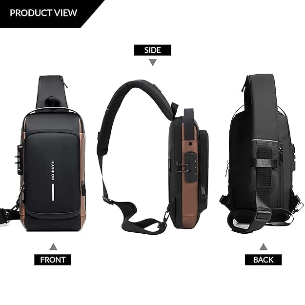 Waterproof Unisex Sling Bag Anti Theft | USB Charging Port Shoulder Backpack With Multifunctional Use For Travel, Hiking, Camping, Daily Out | Crossbody Chest Bag