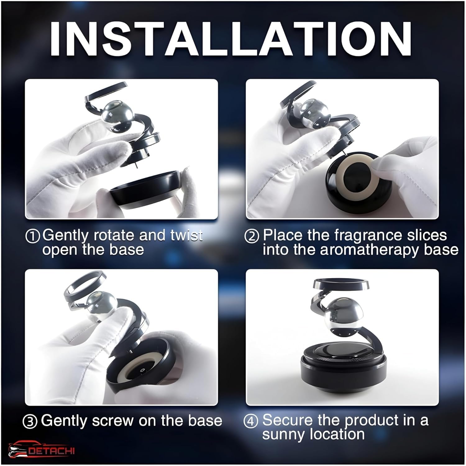 Solar Aromatherapy Car Air Freshener | Stylish Dashboard Rotating Perfume Diffuser | Solar-Powered Autorotation Decoration for Car Interior | Eco-Friendly Fragrance Diffuser