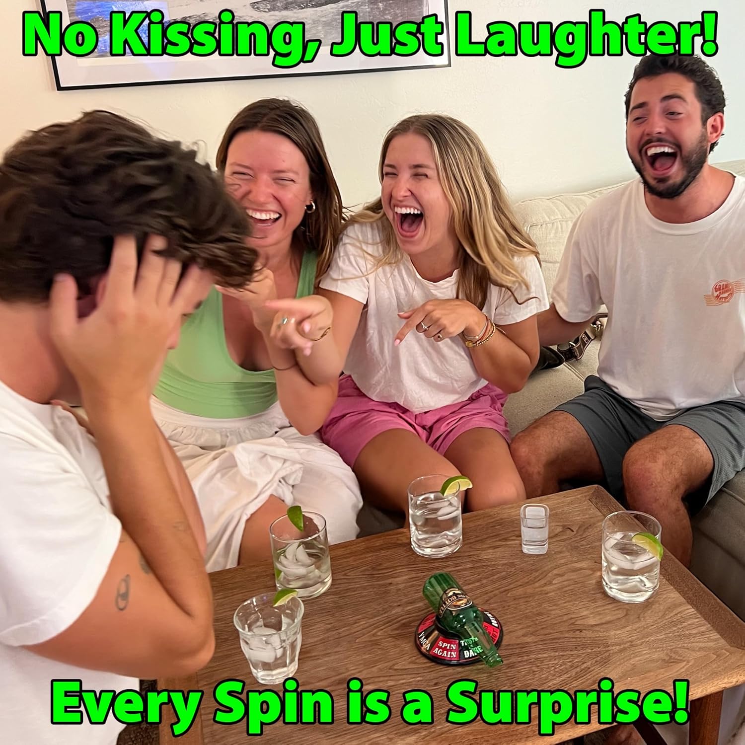 Spin The Bottle - Classic Party Game with a Hilarious Twist - Perfect for Birthdays, Gatherings, Bachelor Parties, and More - Entertaining Gift for Friends and Family