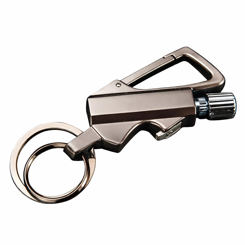 Stainless Steel 3 In 1 Keychain Lighter|Waterproof Cigarette Flint Lighter + Keyring + Bottle Opener|Emergency Fire Starter Match Sticks Used For Outdoor Camping