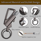 Stainless Steel 3 In 1 Keychain Lighter|Waterproof Cigarette Flint Lighter + Keyring + Bottle Opener|Emergency Fire Starter Match Sticks Used For Outdoor Camping
