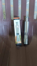 Stainless Steel Thumb Presser Salt and Pepper Grinder Tall Salt and Pepper Mill Shakers with Adjustable Coarseness & Stylish Design for Grinding Salt and Black Pepper (1 Pc)