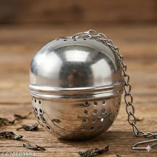 Multi Purpose Stainless Steel Tea Infuser Ball | Loose Leaf Chai Strainer with Chain Hook| Tea Leaves, Herbs, Masala, Spices Infuse karein | Fine Perforation, No Mess Brewing | Daily Use, Easy Clean, Rust Free, Durable Kitchen Utility