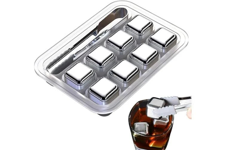 Stainless Steel Whisky Cubes Set – 8 Reusable Ice Stones for Bourbon, Cocktails & Drinks | Whisky Stones Set for Whiskey Lovers Secondary image