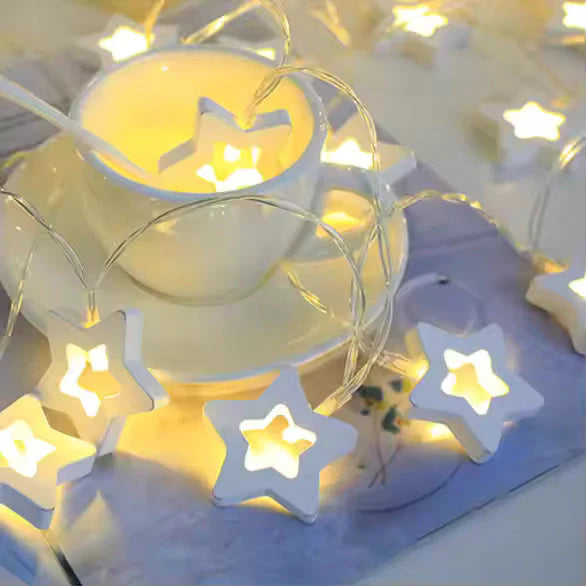 Wooden LED String Light Series Home Decor Fairy Lights 3m