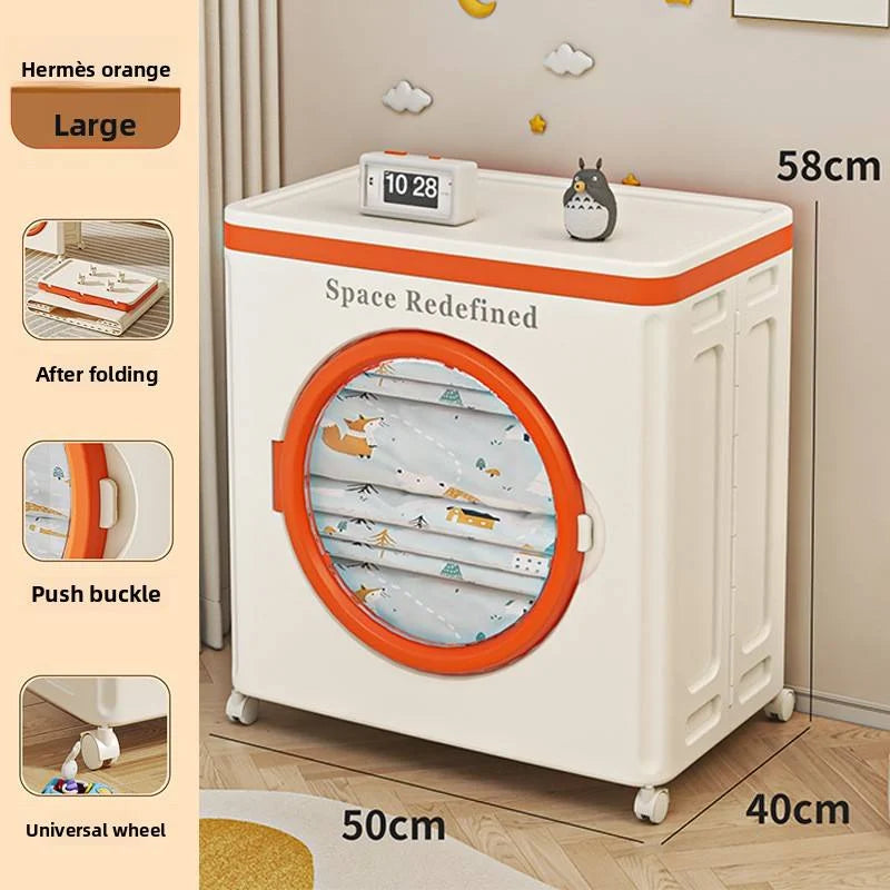 Extra Large Capacity Flip-Top Clothing Organizer – Household Storage Box for Quilts, Clothes & More | Foldable with Pulleys  Maximize Your Storage Space with This Convenient, Durable Storage Solution!