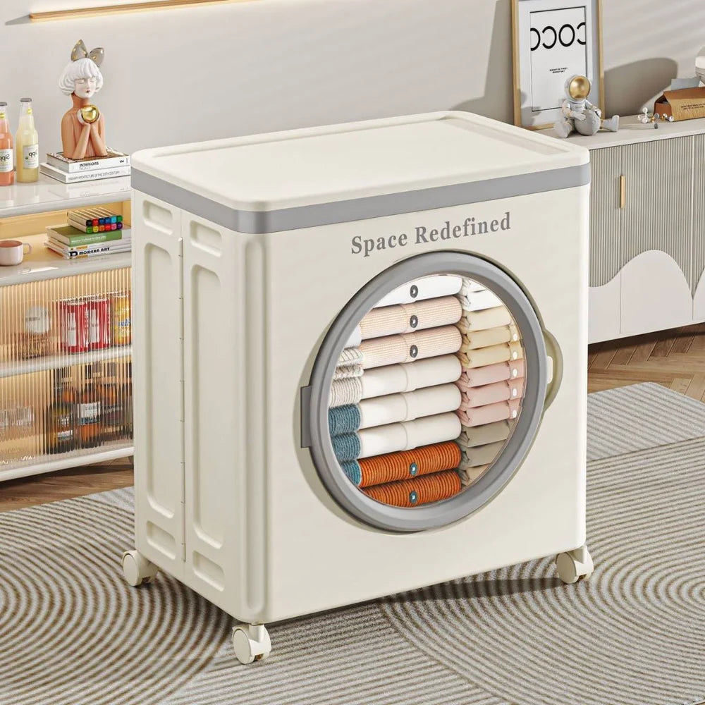 ZYOZ Extra Large Capacity Flip-Top Clothing Organizer – Household Storage Box for Quilts, Clothes & More | Foldable with Pulleys  Maximize Your Storage Space with This Convenient, Durable Storage Solution! Main image