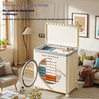 Extra Large Capacity Flip-Top Clothing Organizer – Household Storage Box for Quilts, Clothes & More | Foldable with Pulleys  Maximize Your Storage Space with This Convenient, Durable Storage Solution!