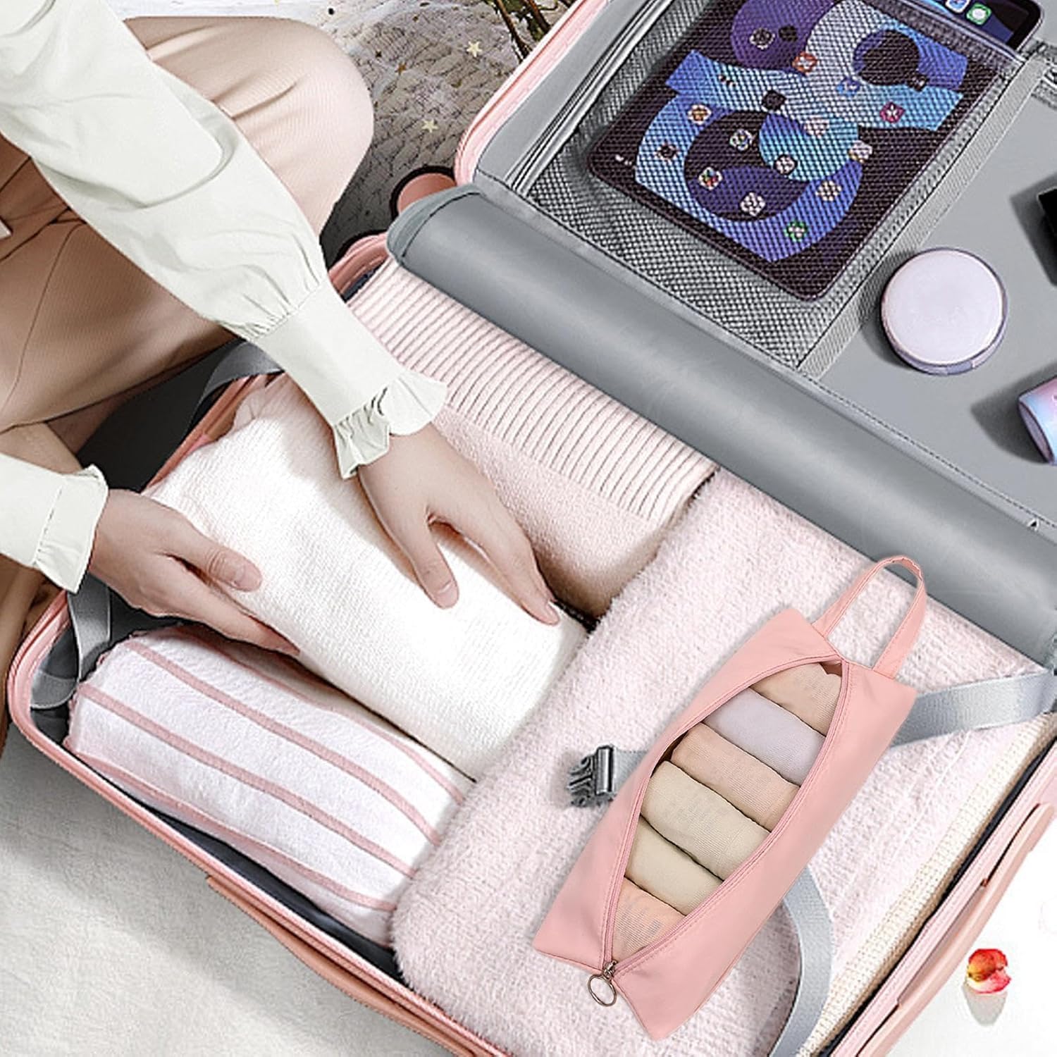 ZYOZ Folding Travel Storage Bag Underwear Storage Bags Travel Storage Bags Portable Panties Bras Socks Under Garments Business Trips Travel Luggage Sorting Bags use for traveling camping Secondary image