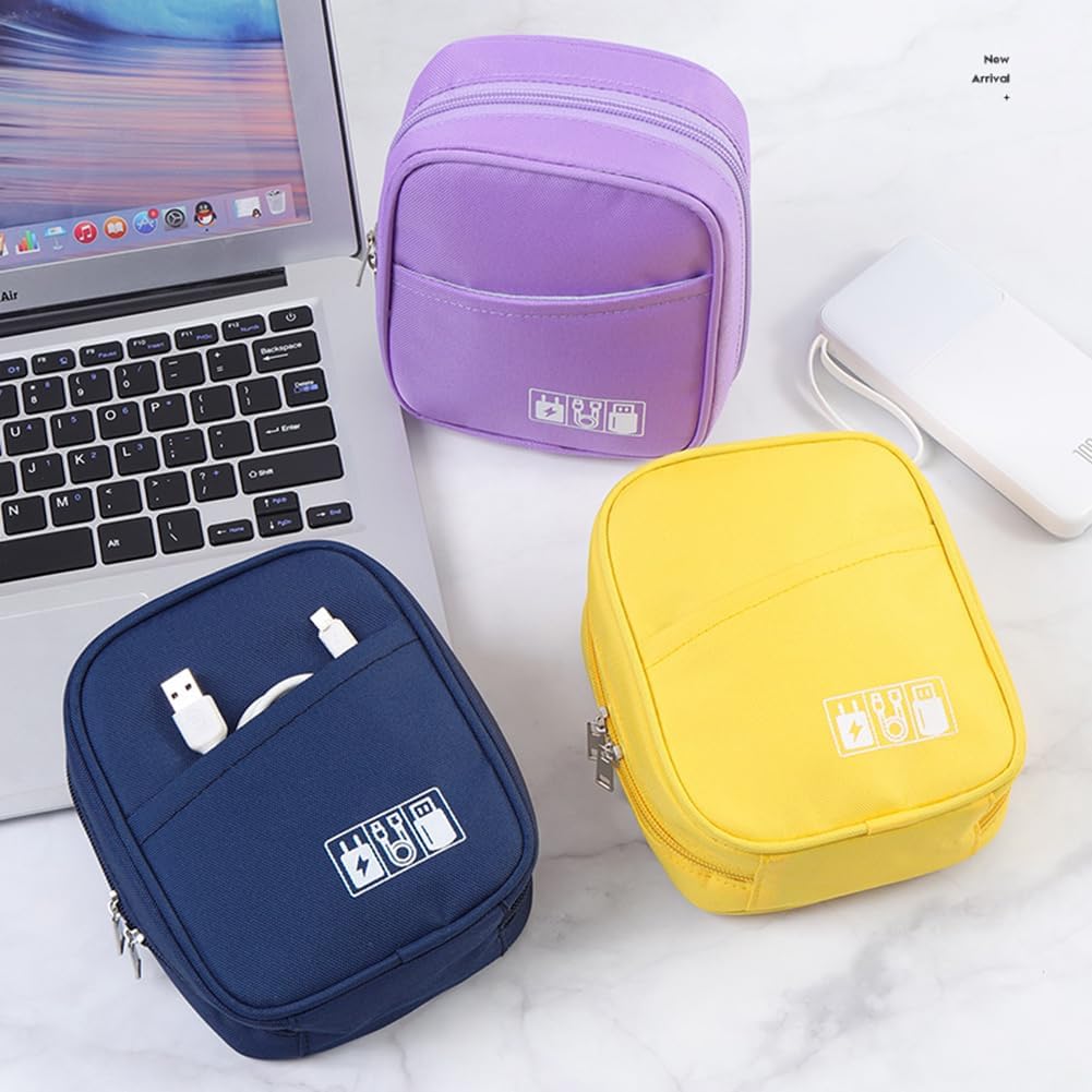 ZYOZ Storage Pouch for Small Electronics and Accessories,Tech Bag,Electronic Organizer Case Compatible with MacBook Laptop Charger,Mouse,Cables,Hub,Power Bank,Earphone,Toiletries Cosmetics(random colour) Secondary image