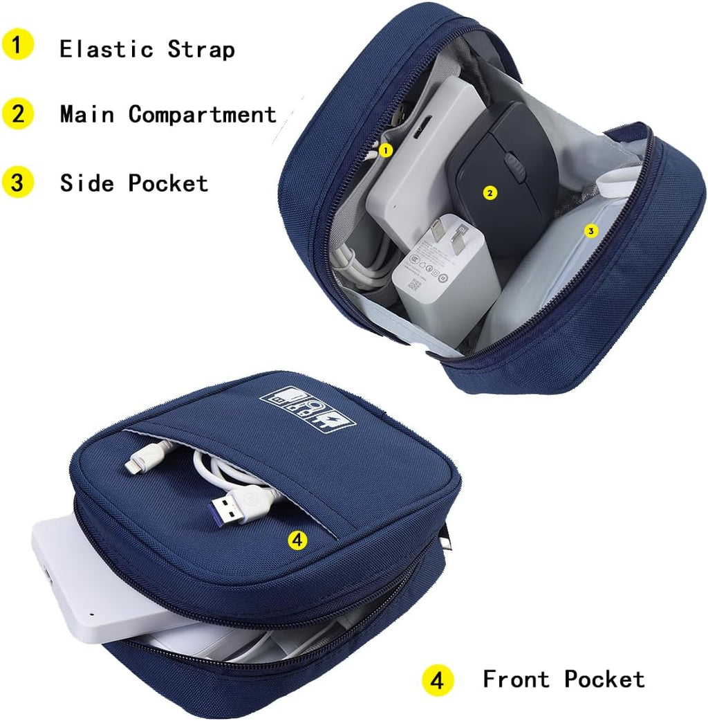 Storage Pouch for Small Electronics and Accessories,Tech Bag,Electronic Organizer Case Compatible with MacBook Laptop Charger,Mouse,Cables,Hub,Power Bank,Earphone,Toiletries Cosmetics(random colour)