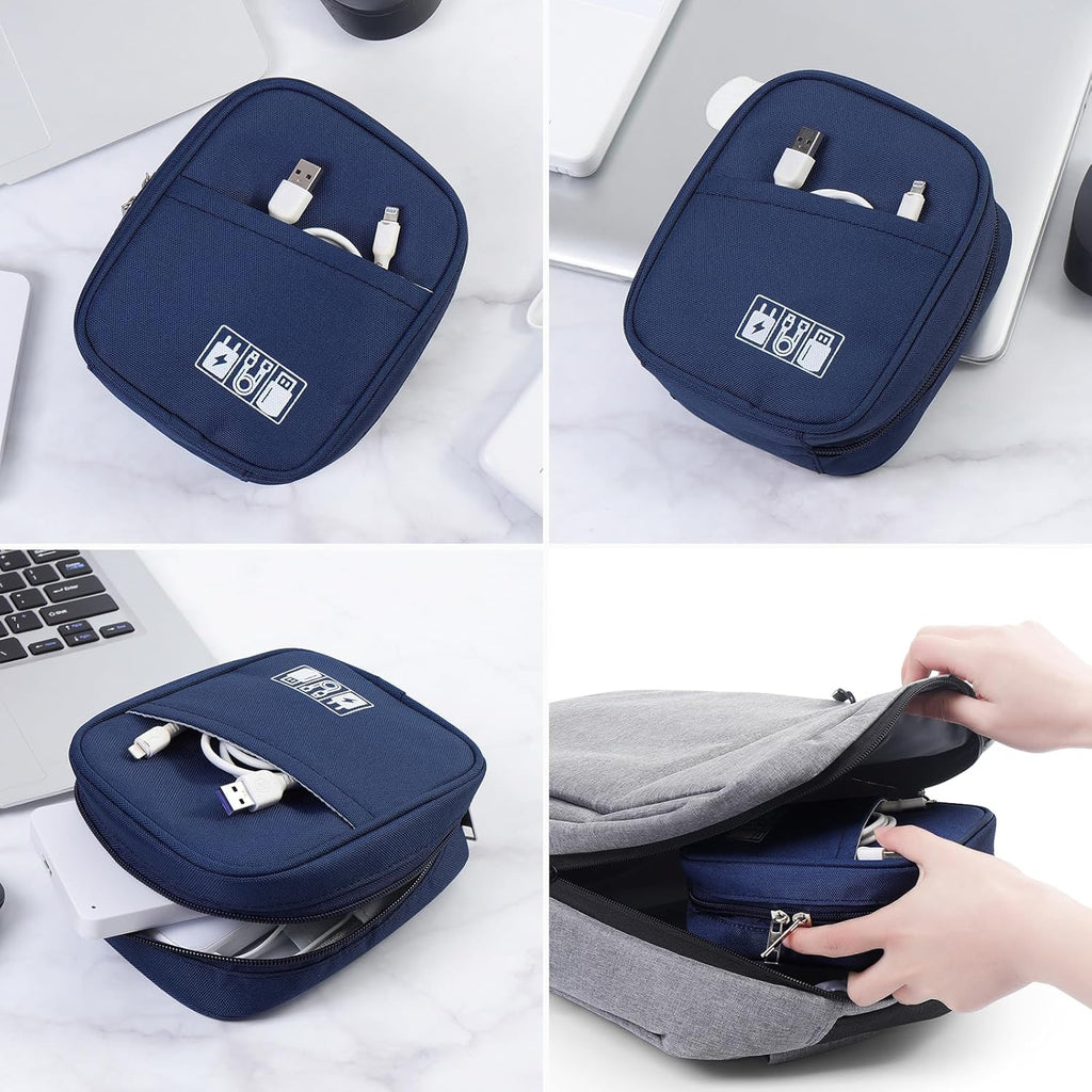 Storage Pouch for Small Electronics and Accessories,Tech Bag,Electronic Organizer Case Compatible with MacBook Laptop Charger,Mouse,Cables,Hub,Power Bank,Earphone,Toiletries Cosmetics(random colour)