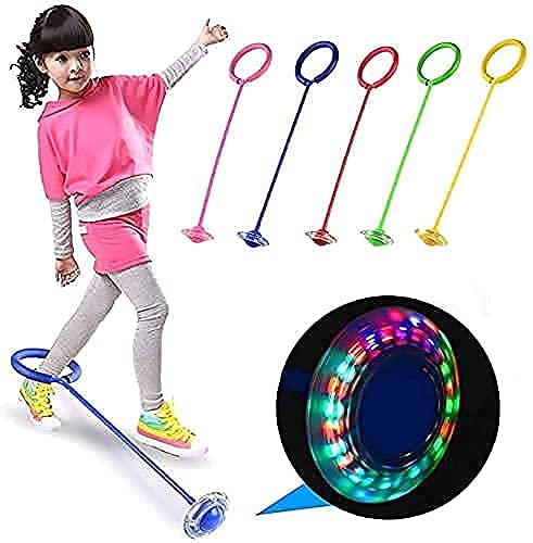 LED Flashing Ankle Skip Ball, Jumping Rope Ring with Colorful Light, Kids Exercise Balance Hoop, One Leg Skipping Sports Toy, Multi Color