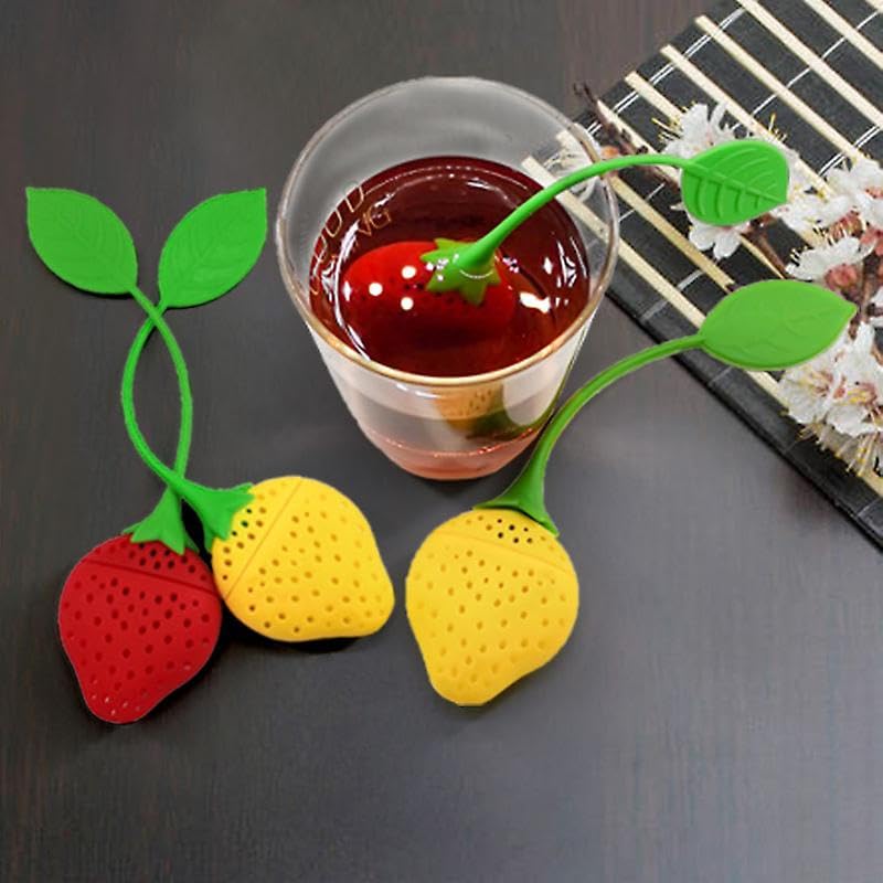 Silicone Tea Infuser & Strainer | Creative Strawberry & Lemon Design Tea Filter for Loose Leaf Tea | Food-Grade, Reusable & Easy to Clean Tea Diffuser