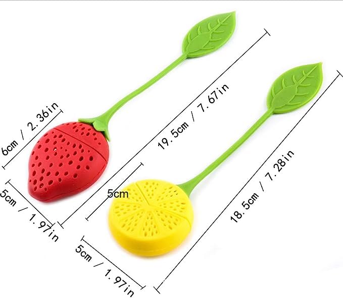 Silicone Tea Infuser & Strainer | Creative Strawberry & Lemon Design Tea Filter for Loose Leaf Tea | Food-Grade, Reusable & Easy to Clean Tea Diffuser