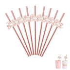 24 Pieces Rose Gold Hen Party Paper Straws with Team Bride Flags Team Bride Straws Hen Party Straws Rose Gold Straw Bridal Shower Paper Straws Bachelorette Accessories Bridal Party Tableware