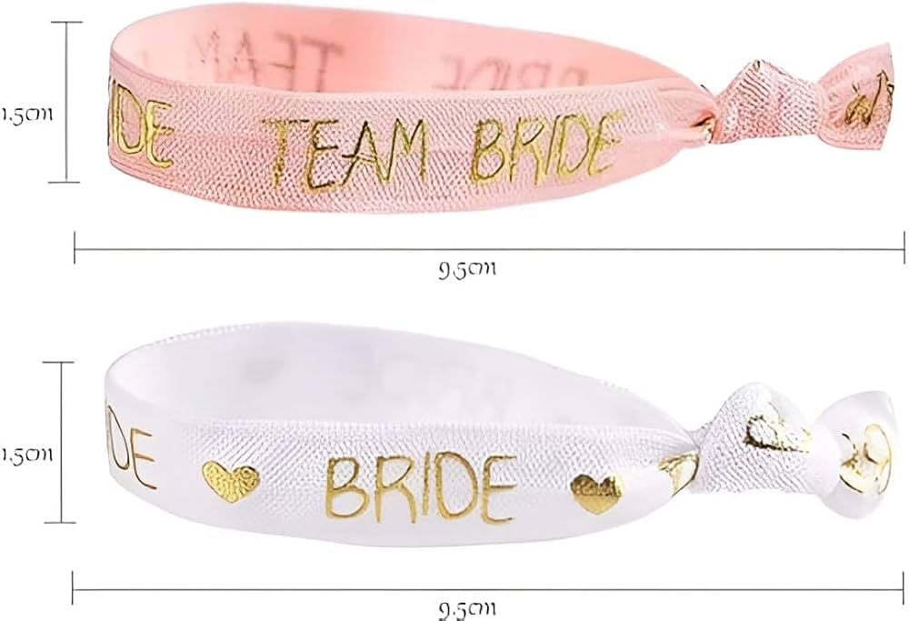 Bride Wrist Bands – Elegant Bachelorette Party Favors, Team Bride Accessories, Bridal Shower Decorations, Bridesmaid Gifts & Wedding Party Supplies (6PCS)
