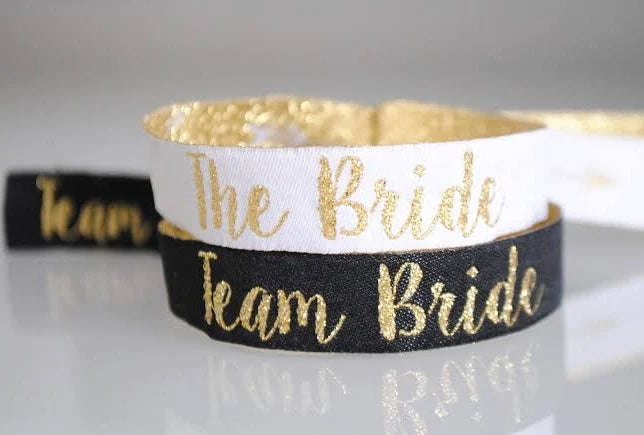 Bride Wrist Bands – Elegant Bachelorette Party Favors, Team Bride Accessories, Bridal Shower Decorations, Bridesmaid Gifts & Wedding Party Supplies (6PCS)