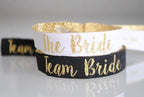 Bride Wrist Bands – Elegant Bachelorette Party Favors, Team Bride Accessories, Bridal Shower Decorations, Bridesmaid Gifts & Wedding Party Supplies (6PCS)
