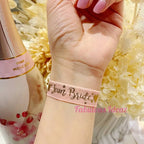 Bride Wrist Bands – Elegant Bachelorette Party Favors, Team Bride Accessories, Bridal Shower Decorations, Bridesmaid Gifts & Wedding Party Supplies (6PCS)