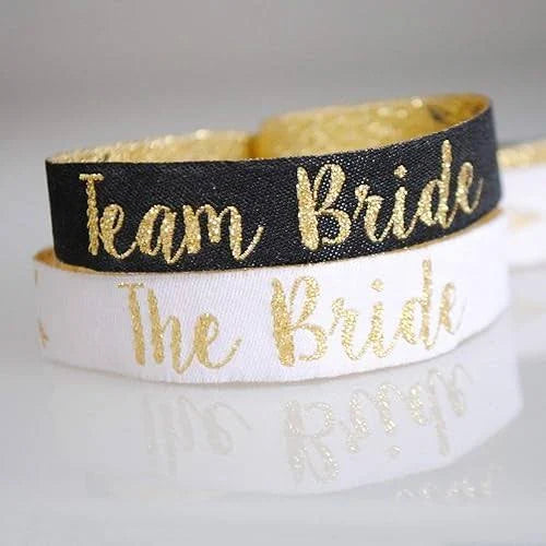 Bride Wrist Bands – Elegant Bachelorette Party Favors, Team Bride Accessories, Bridal Shower Decorations, Bridesmaid Gifts & Wedding Party Supplies (6PCS)