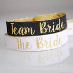 Bride Wrist Bands – Elegant Bachelorette Party Favors, Team Bride Accessories, Bridal Shower Decorations, Bridesmaid Gifts & Wedding Party Supplies (6PCS)