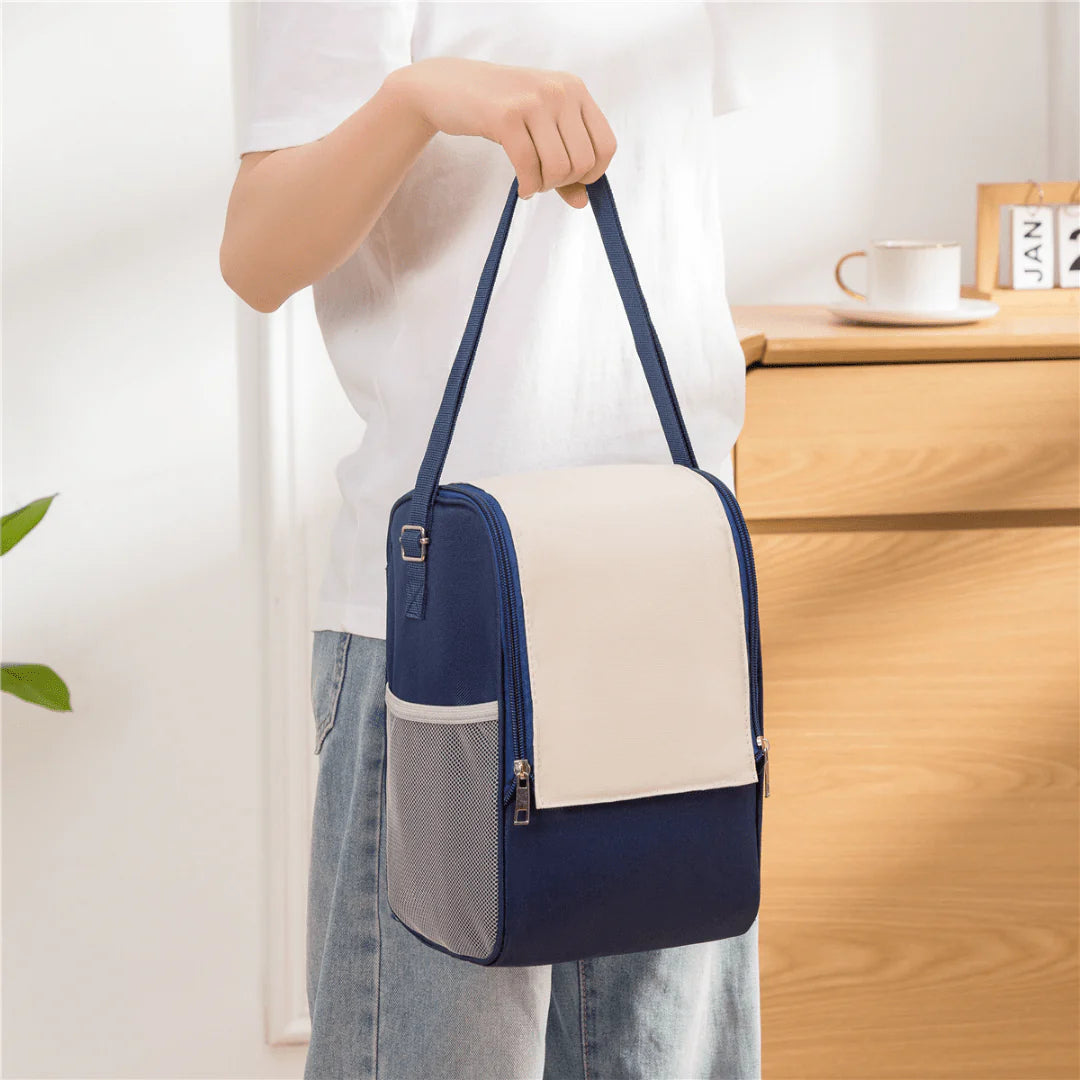 Multifunctional Double Zipper Thermal Lunch Bag with Shoulder Strap Secondary image