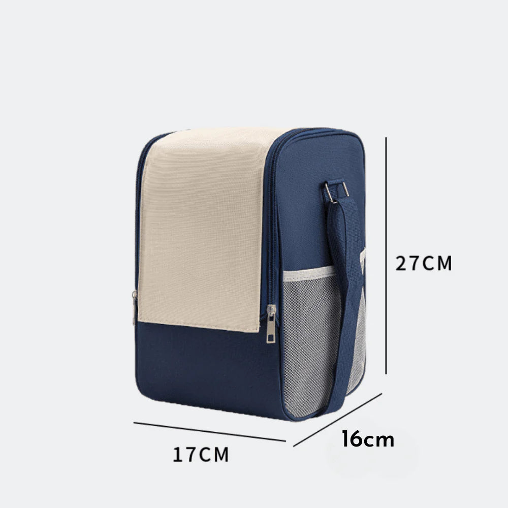 Multifunctional Double Zipper Thermal Lunch Bag with Shoulder Strap