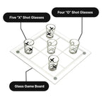 Tic Tac Toe Shot Glass Drinking Game Premium Glass Board with Shot Glasses, Fun Party Game for Adults 1pc