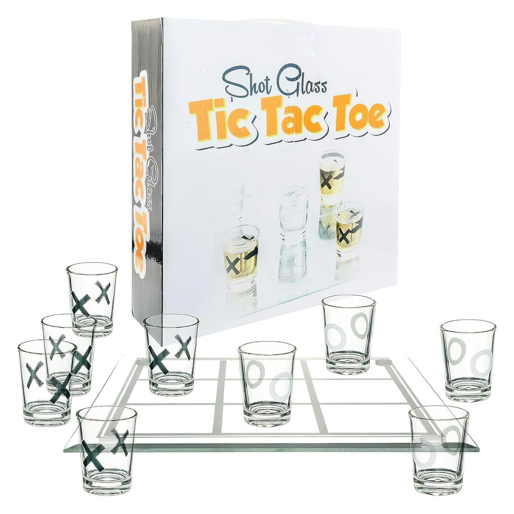 Tic Tac Toe Shot Glass Drinking Game Premium Glass Board with Shot Glasses, Fun Party Game for Adults 1pc
