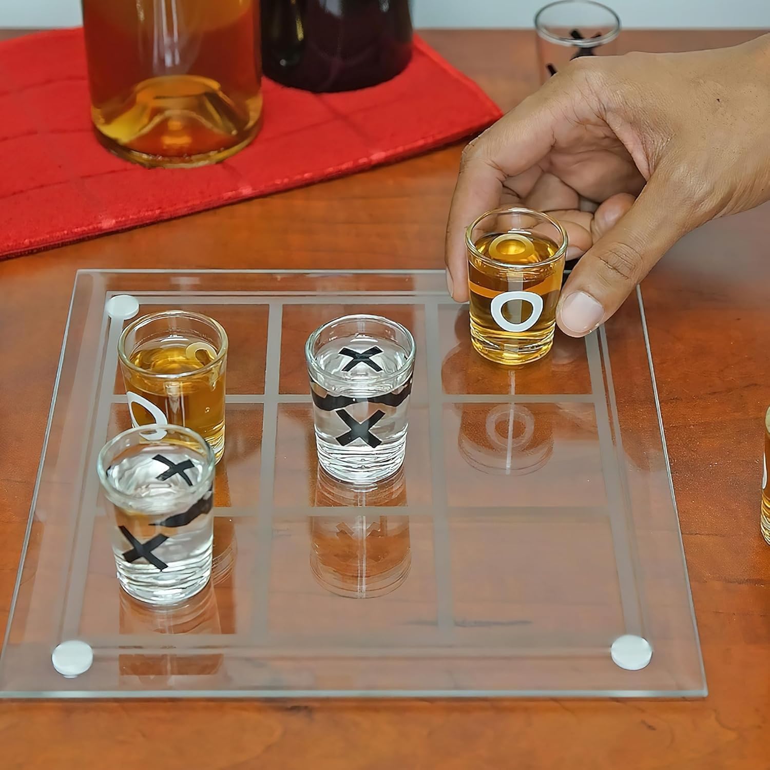 Tic Tac Toe Shot Glass Drinking Game Premium Glass Board with Shot Glasses, Fun Party Game for Adults 1pc