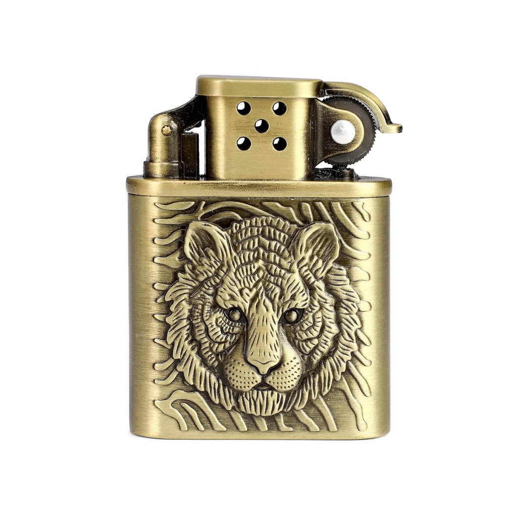Tiger Embossed Metal Pocket Lighter