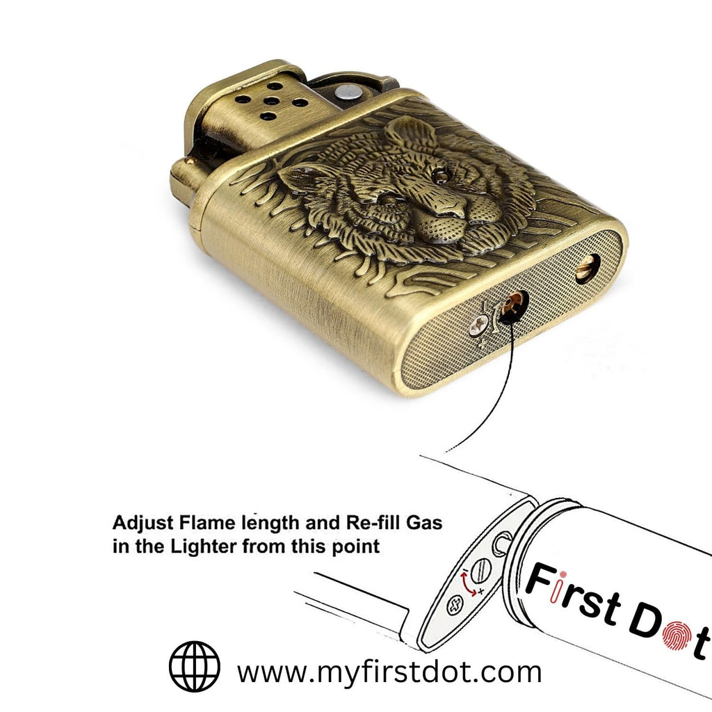 Tiger Embossed Metal Pocket Lighter