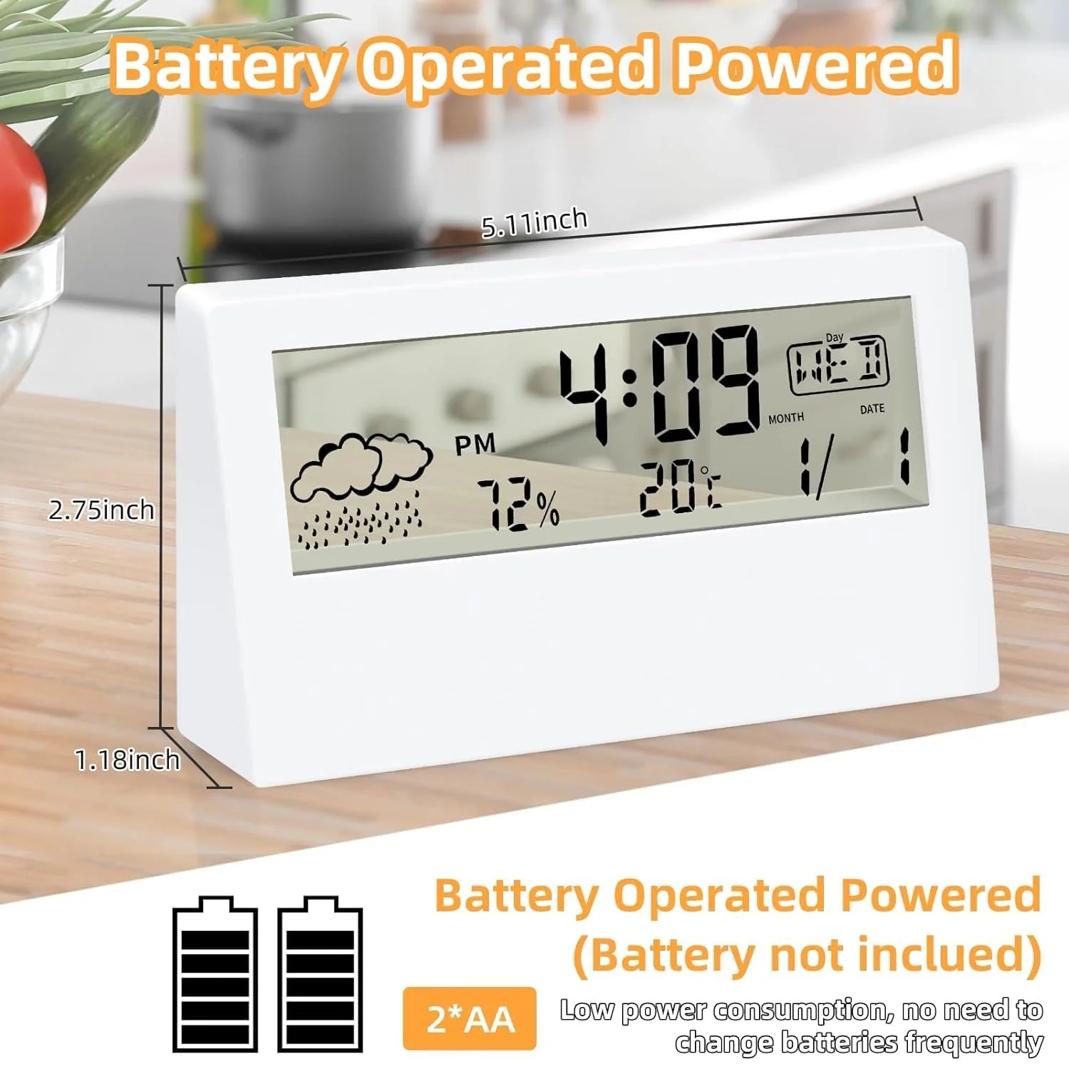 Clock, Digital Alarm Clock with Transparent Modern Design, Temperature, Humidity, Snooze, Aesthetic Home Decor, Office Decor, Battery Operated Table Clock for Bedroom, Office Shelf Etc Secondary image