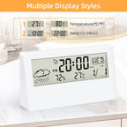 Clock, Digital Alarm Clock with Transparent Modern Design, Temperature, Humidity, Snooze, Aesthetic Home Decor, Office Decor, Battery Operated Table Clock for Bedroom, Office Shelf Etc