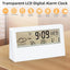ZYOZ Clock, Digital Alarm Clock with Transparent Modern Design, Temperature, Humidity, Snooze, Aesthetic Home Decor, Office Decor, Battery Operated Table Clock for Bedroom, Office Shelf Etc