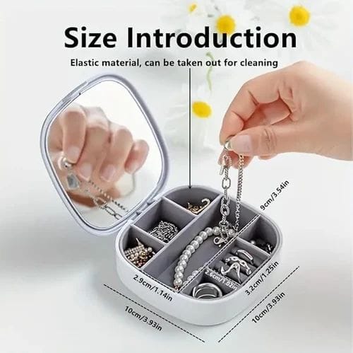 Travel Jewelry Box, Small Jewelry Box with Mirror, Plastic Lipstick Jewelry Organiser Box To Girl Women,Mini Jewerly Storage Holder for Earrings,Ring, Necklaces Main image