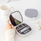 Travel Jewelry Box, Small Jewelry Box with Mirror, Plastic Lipstick Jewelry Organiser Box To Girl Women,Mini Jewerly Storage Holder for Earrings,Ring, Necklaces
