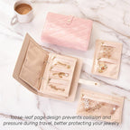 Travel Jewelry Organizer Case Foldable Storage Roll Jewelry Storage Book Ring Binder for Rings, Necklaces, Earrings, Bracelets, Perfect for Travel and Daily Use (Pink)