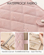 Travel Jewelry Organizer Case Foldable Storage Roll Jewelry Storage Book Ring Binder for Rings, Necklaces, Earrings, Bracelets, Perfect for Travel and Daily Use (Pink)
