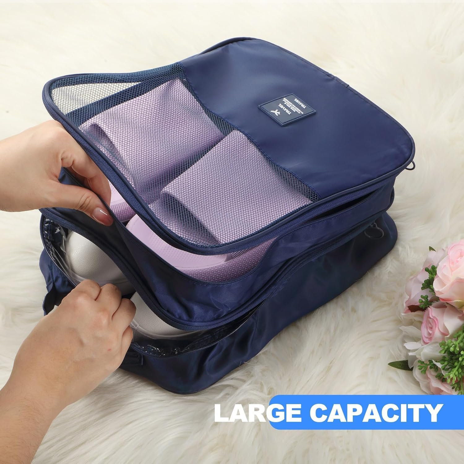 ZYOZ Shoe Bag, Large Waterproof Shoe Organiser with Zipper for Men & Women (random colour) Main image