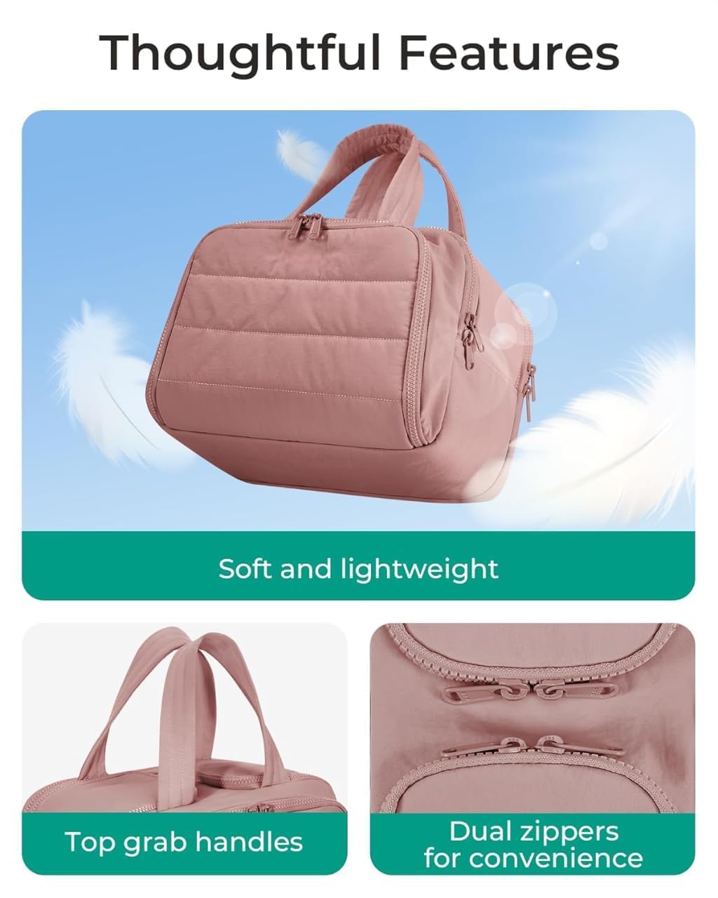 4 in 1 Toiletry Bag Multi Functional Toiletry Bag for Women, Large Capacity Travel Toiletry Bag, Multi-Compartment Makeup Organiser with Elastic Brush Holders, Wide-Mouth Design