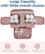 4 in 1 Toiletry Bag Multi Functional Toiletry Bag for Women, Large Capacity Travel Toiletry Bag, Multi-Compartment Makeup Organiser with Elastic Brush Holders, Wide-Mouth Design